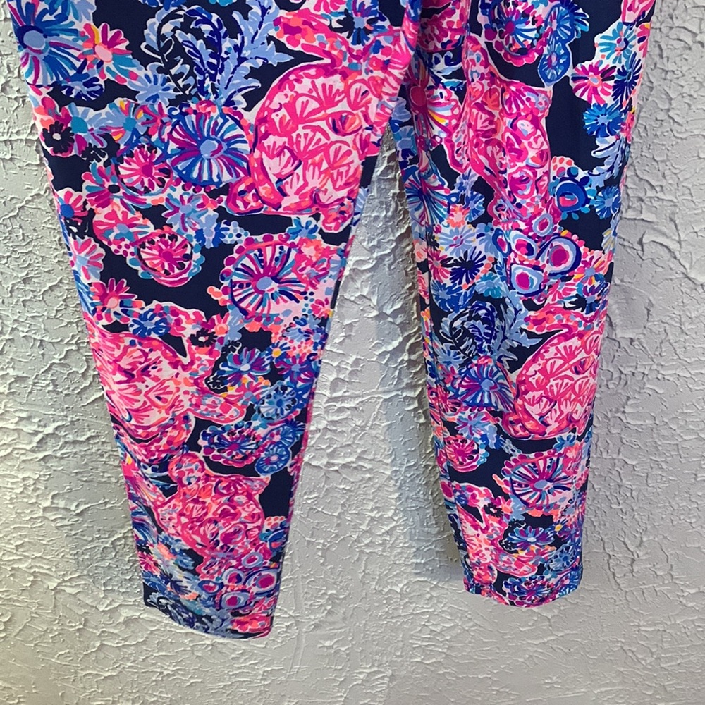 Lilly Pulitzer Dante Jumpsuit Navy Pink Medium High Tide Turtle Amazement Floral - Picture 8 of 15